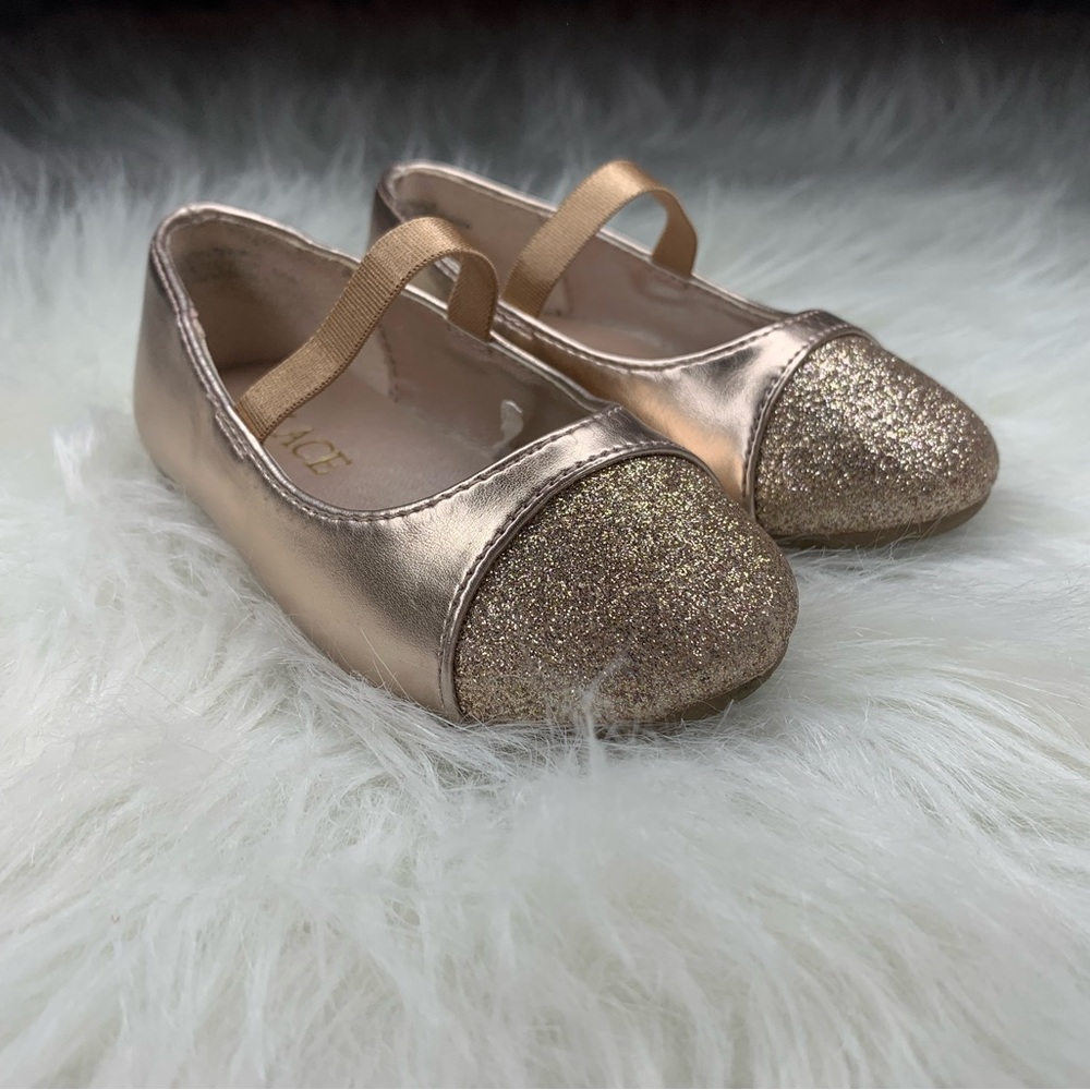 Toddlers girls glitter ballet flats, 6, gold